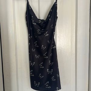 Black butterfly print mini dress